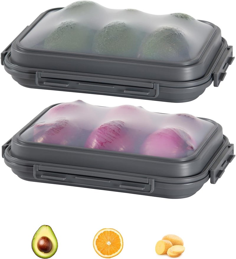 Mage Crab 2 Pack Silicone Food Fresh-Keeping Storage Containers with Lid, Dual-Shape Design, BPA-Free, Leakproof Lock Clips, Versatile Fridge Storage Containers, Space Saving & Expandable - Image 2