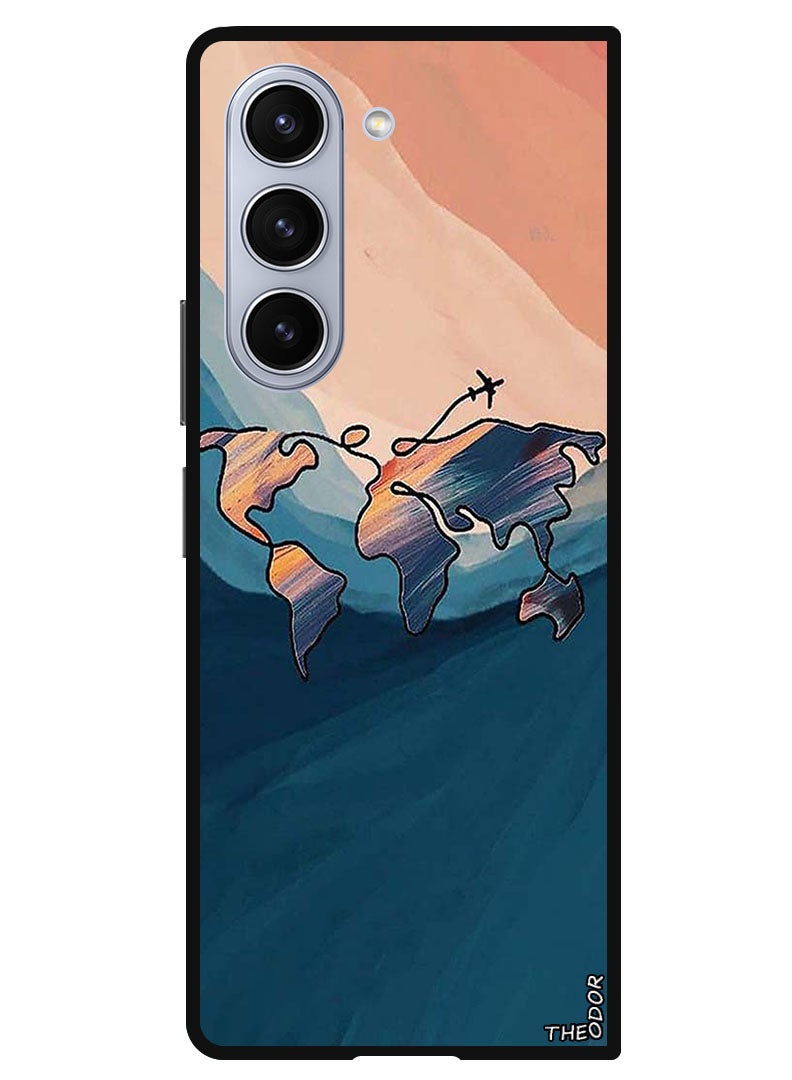 Theodor Protective Case Anti Scratch Shock Proof Bumper Cover For Samsung Galaxy Z Fold 6 World Map Colored - Image 1