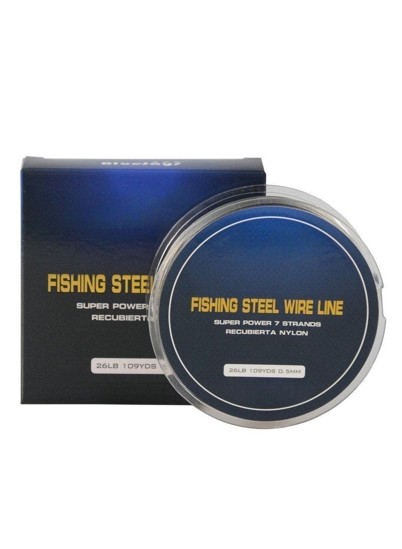 SYOSI خطوط صيد من أسلاك الفولاذ بقطر 0.5 مم وطول 100 متر ووزن 26 رطلاً وقوة قصوى 7 خيوط وخطوط سلكية فائقة النعومة مع غطاء من البلاستيك وخط رصاصي مقاوم للماء - Image 2