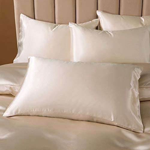 P Pothuiny 5 Pieces Satin Duvet Cover King Size Set, Luxury Silky Like Taupe Duvet Cover Bedding Set with Zipper Closure, 1 Duvet Cover + 4 Pillow Cases (No Comforter) - Image 5