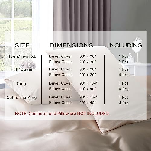 P Pothuiny 5 Pieces Satin Duvet Cover King Size Set, Luxury Silky Like Taupe Duvet Cover Bedding Set with Zipper Closure, 1 Duvet Cover + 4 Pillow Cases (No Comforter) - Image 3