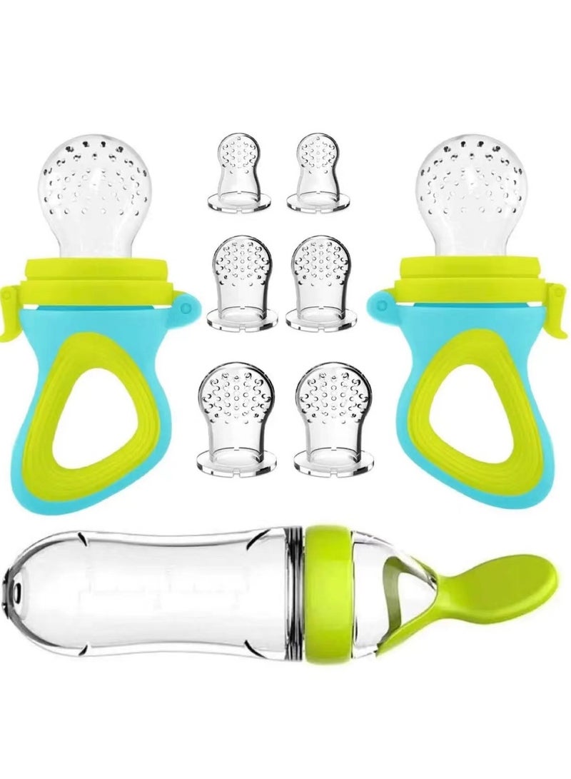 MIXDE Baby Fresh Food Feeder with 3 Sizes Silicone Pouches, Fruit Teether Pacifiers in Appetite Stimulating Colors  - Image 1
