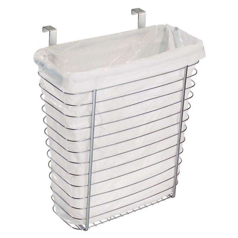 InterDesign iDesign Axis Steel Over the Cabinet Storage Basket Organizer for Kitchen, Pantry, Bathroom, Office, Dorm Room, 7.1" x 12.2" x 14.2", Chrome  - Image 1