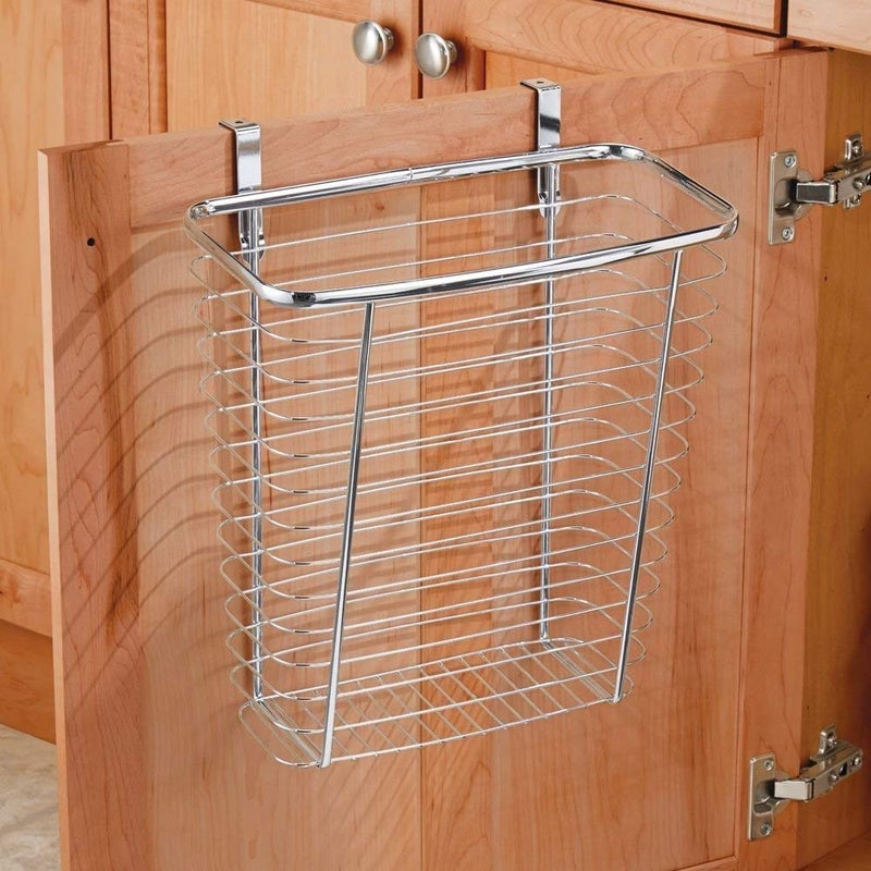 InterDesign iDesign Axis Steel Over the Cabinet Storage Basket Organizer for Kitchen, Pantry, Bathroom, Office, Dorm Room, 7.1" x 12.2" x 14.2", Chrome  - Image 3