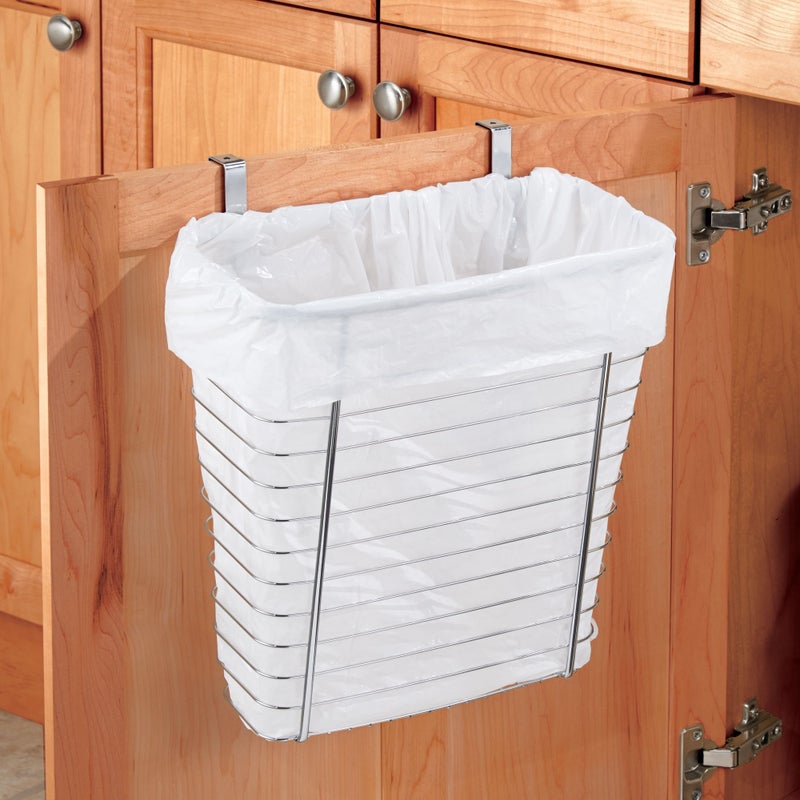 InterDesign iDesign Axis Steel Over the Cabinet Storage Basket Organizer for Kitchen, Pantry, Bathroom, Office, Dorm Room, 7.1" x 12.2" x 14.2", Chrome  - Image 2