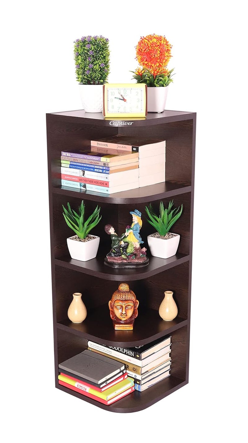 Captiver Captiver Eden Big Corner Shelf 33X33X90 CM Wooden Shelves Rack Display Dcor Items Flowery Wenge  - Image 1