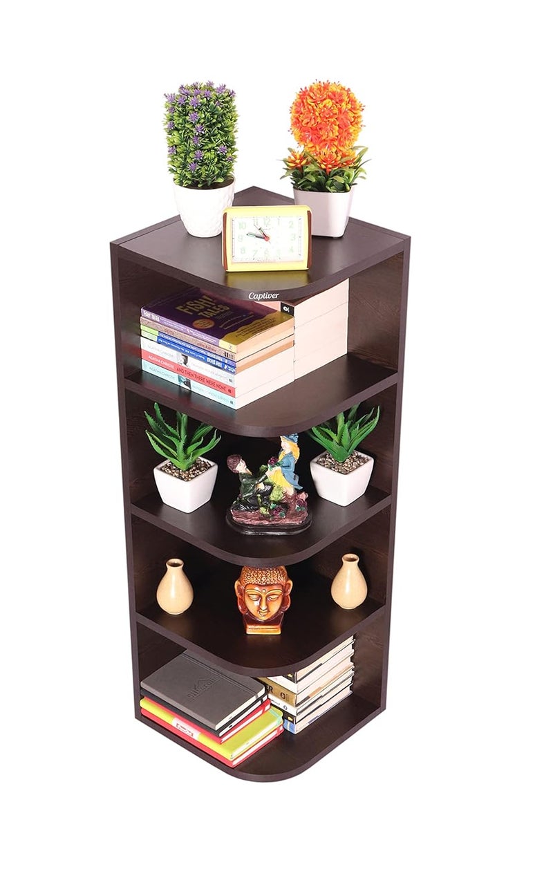 Captiver Captiver Eden Big Corner Shelf 33X33X90 CM Wooden Shelves Rack Display Dcor Items Flowery Wenge  - Image 3