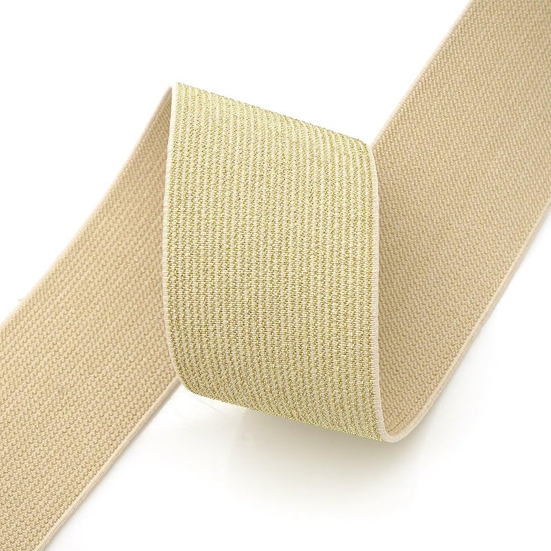 BAOKELAN Women Wide Stretchy Waist Belts Elastic Cinch Belt for Dresses Bling Beige Gold 85CM - Image 5