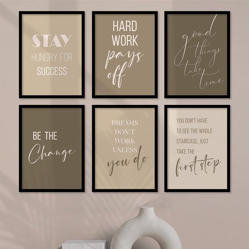 walllane Motivational Wall Poster for Living Room Bedroom Office Framed Painting Poster With Frame Frames For Wall Decor 10 Inch x 13 Inch Set Of 6 Cate 003
