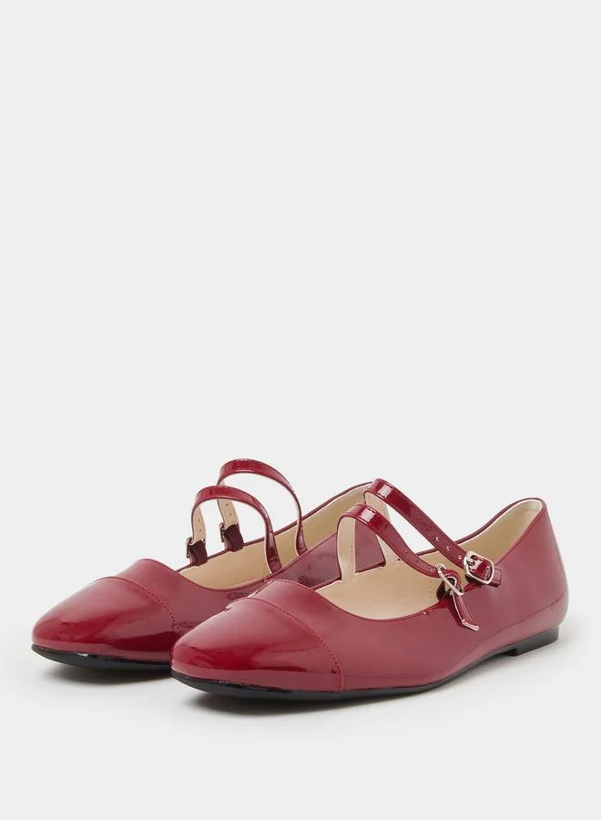 Styli Red Patent Double Strap Mary Jane Ballerina