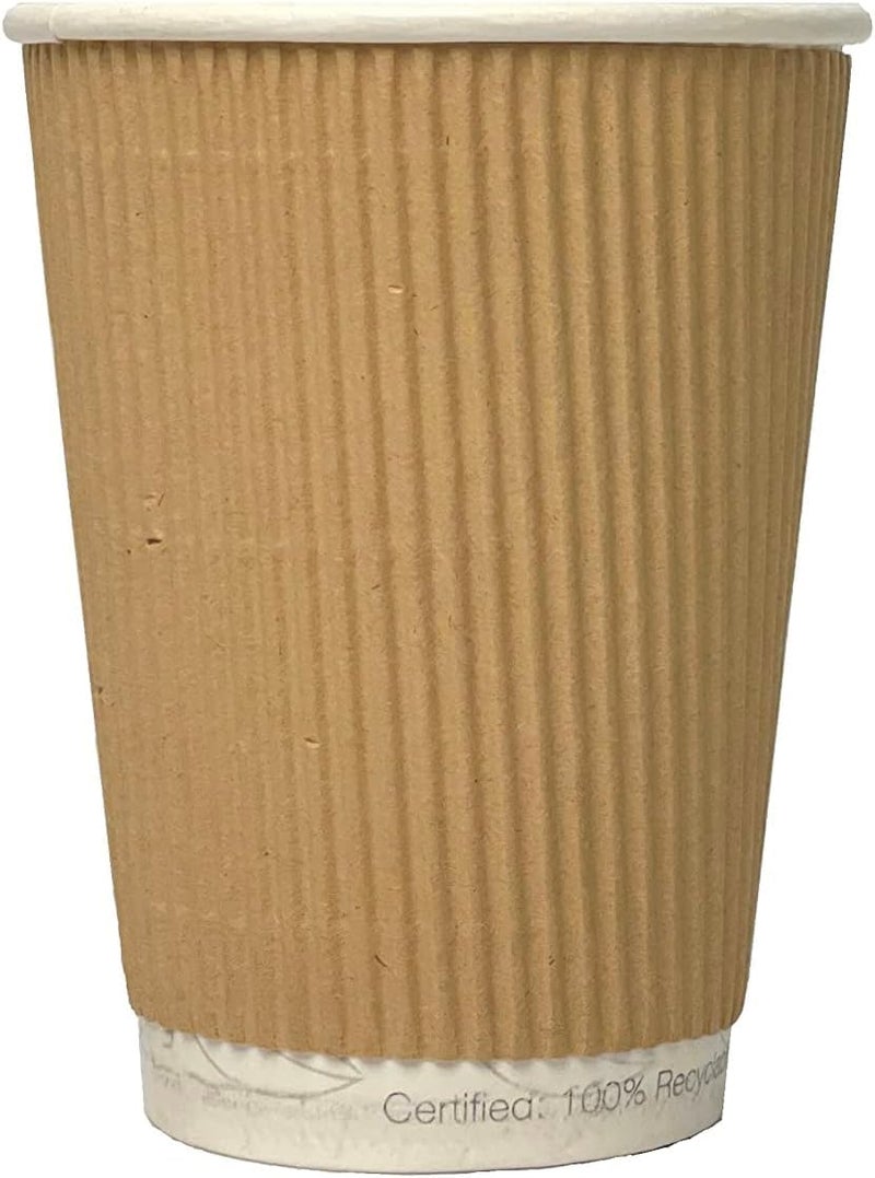 Silver Star  8oz 500  Disposable Coffee Paper Cups LeakProof EcoFriendly Biodegradable Cups for Hot and Cold Drinks Triple Walled Ripple Cups