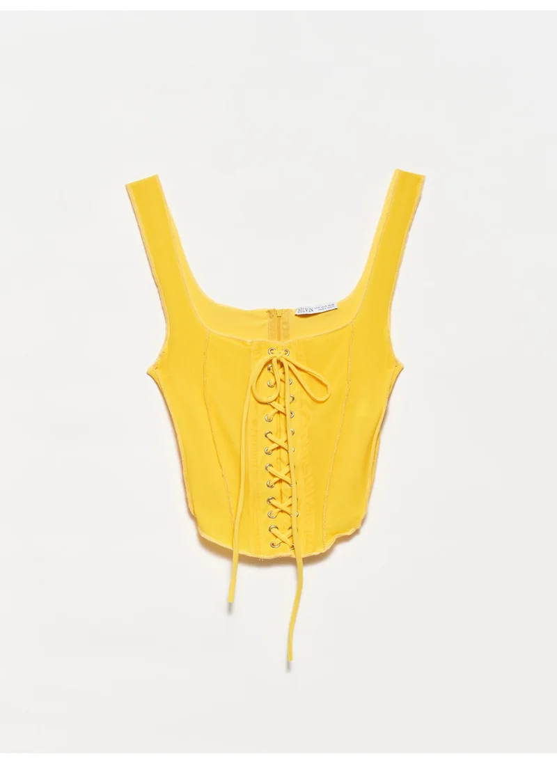 ديلفين 30107 Tulle Top-Yellow