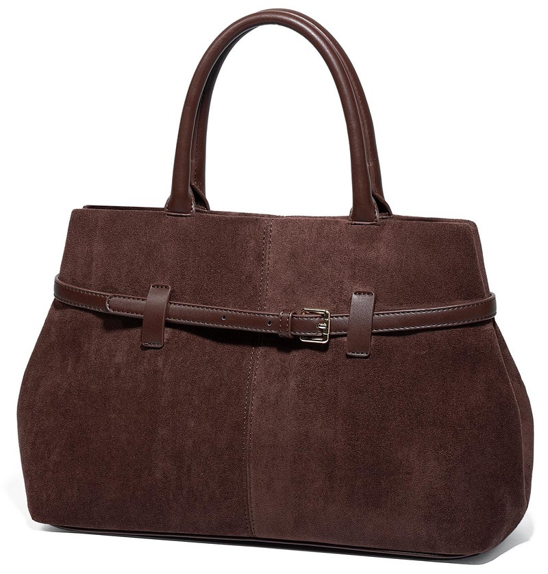 Bagkeak Trendy Solid Color Belt Handbag Soft Suede Autumn Winter Shoulder Bags Outside Cross Body Bag for Women 2025 - Image 3