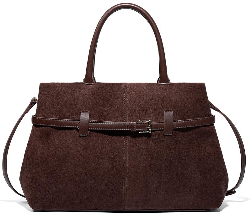 Bagkeak Trendy Solid Color Belt Handbag Soft Suede Autumn Winter Shoulder Bags Outside Cross Body Bag for Women 2025 - Image 1