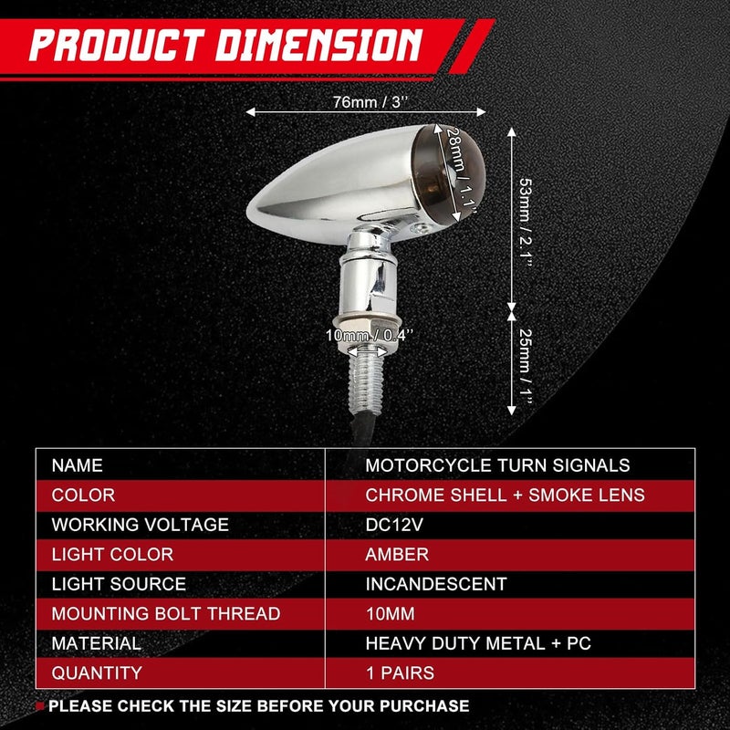 INNOGLOW Motorcycle Bullet Turn Signals Light - Universal Front Rear Blinker Indicator for Custom Applications - Image 2