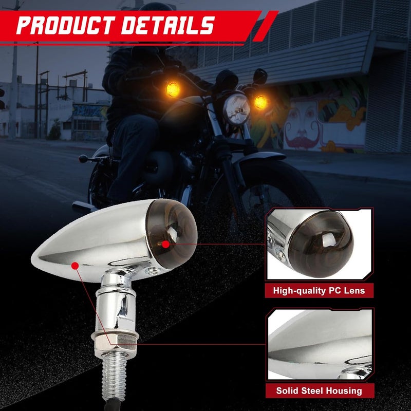 INNOGLOW Motorcycle Bullet Turn Signals Light - Universal Front Rear Blinker Indicator for Custom Applications - Image 3