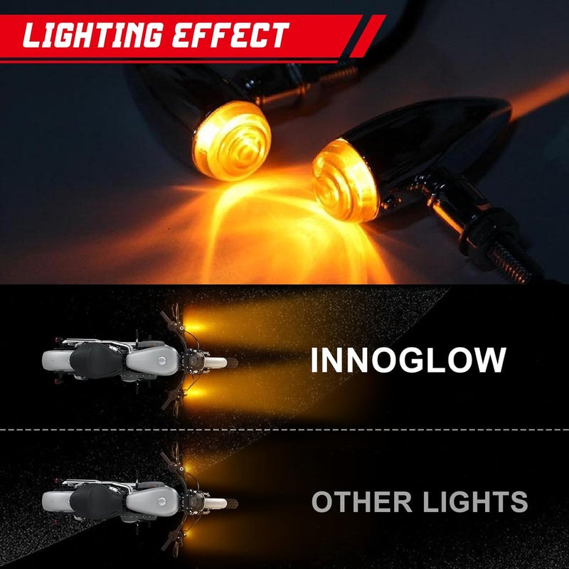 INNOGLOW Motorcycle Bullet Turn Signals Light - Universal Front Rear Blinker Indicator for Custom Applications - Image 4