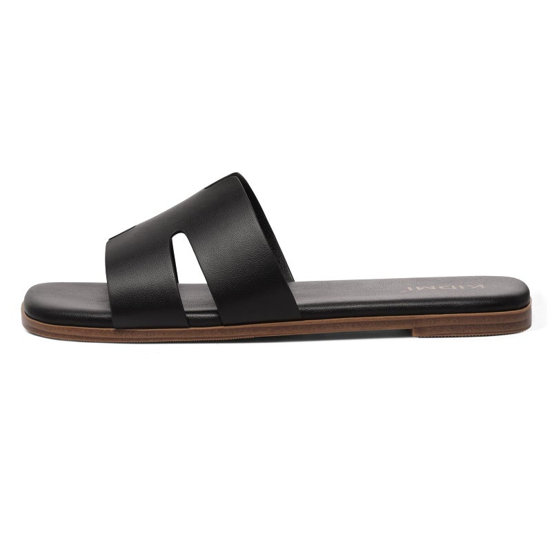 KIDMI Women's Dressy Flat Sandals, Comfortable Slip On Summer Slides, Fashion Open Toe Casual Sandals, Black 8 - Image 5