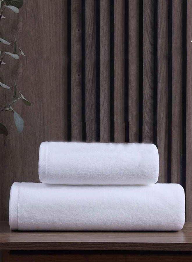 طقم مناشف حمام 100% قطن - طقم مناشف استحمام قطنية 2 قطعة ماص سريع وصديق للبشرة، 1 قطعة منشفة استحمام/وجه ناعمة أساسية و1 قطعة مناشف للاستحمام والسبا - فائقة النعومة، رقيقة وذات قدرة امتصاص عالية - طقم مناشف حمام بيضاء - Image 1