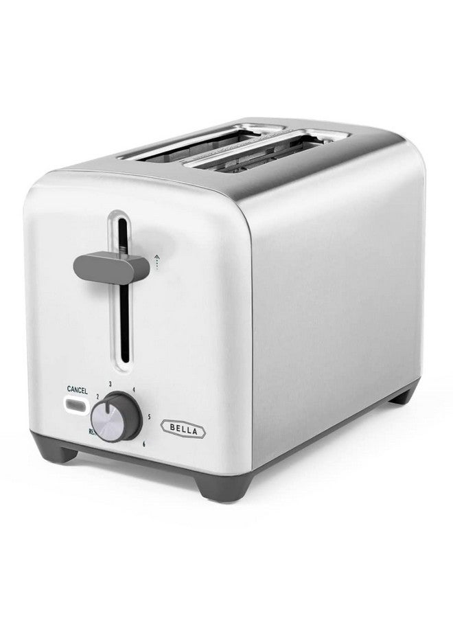 Bella BELLA 2 Slice Toaster, Quick & Even Results Every Time, Wide Slots Fit Any Size Bread Like Bagels or Texas Toast, Drop-Down Crumb Tray for Easy Clean Up, Stainless Steel and White  - Image 1