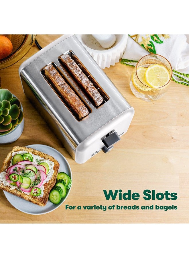 Bella BELLA 2 Slice Toaster, Quick & Even Results Every Time, Wide Slots Fit Any Size Bread Like Bagels or Texas Toast, Drop-Down Crumb Tray for Easy Clean Up, Stainless Steel and White  - Image 4