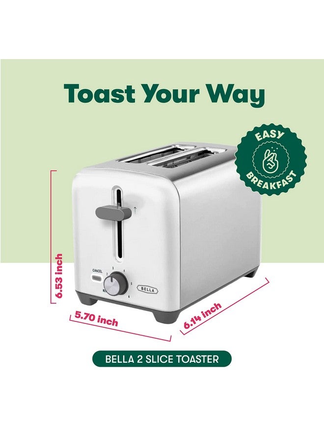 Bella BELLA 2 Slice Toaster, Quick & Even Results Every Time, Wide Slots Fit Any Size Bread Like Bagels or Texas Toast, Drop-Down Crumb Tray for Easy Clean Up, Stainless Steel and White  - Image 2