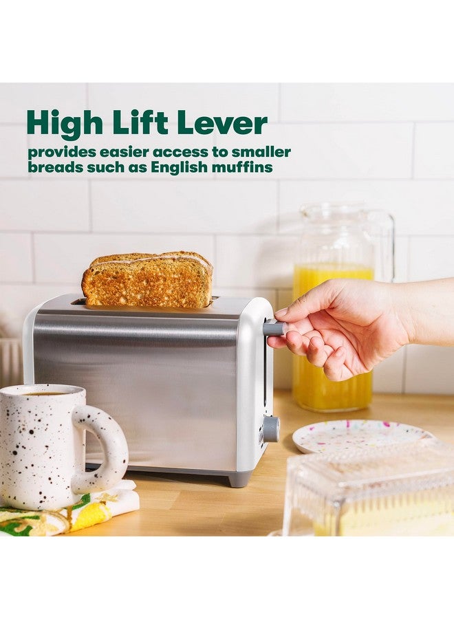 Bella BELLA 2 Slice Toaster, Quick & Even Results Every Time, Wide Slots Fit Any Size Bread Like Bagels or Texas Toast, Drop-Down Crumb Tray for Easy Clean Up, Stainless Steel and White  - Image 5