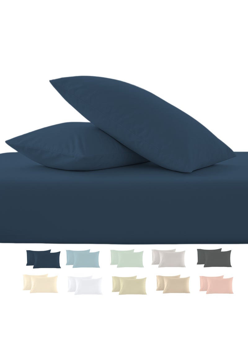 Cloud Scape Linen 600 Thread Count Egyption Cotton 2 Pillowcases Set (Standard, Dark Denim) - Image 1