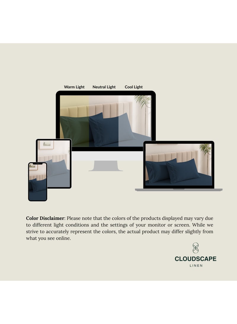 Cloud Scape Linen 600 Thread Count Egyption Cotton 2 Pillowcases Set (Standard, Dark Denim) - Image 5