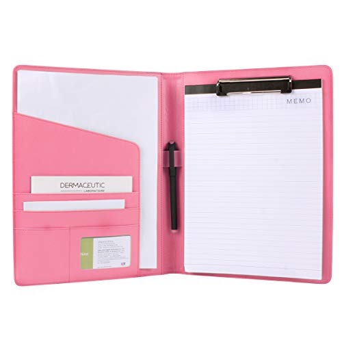 Geila Pink Padfolio Clipboard Portfolio Folder with Pen - Geila PU Leather Resume Portfolio - Interview/Legal Document Organizer & Conference Folder for Business School Office - with 8.5 x11In Writing Pad - Image 4