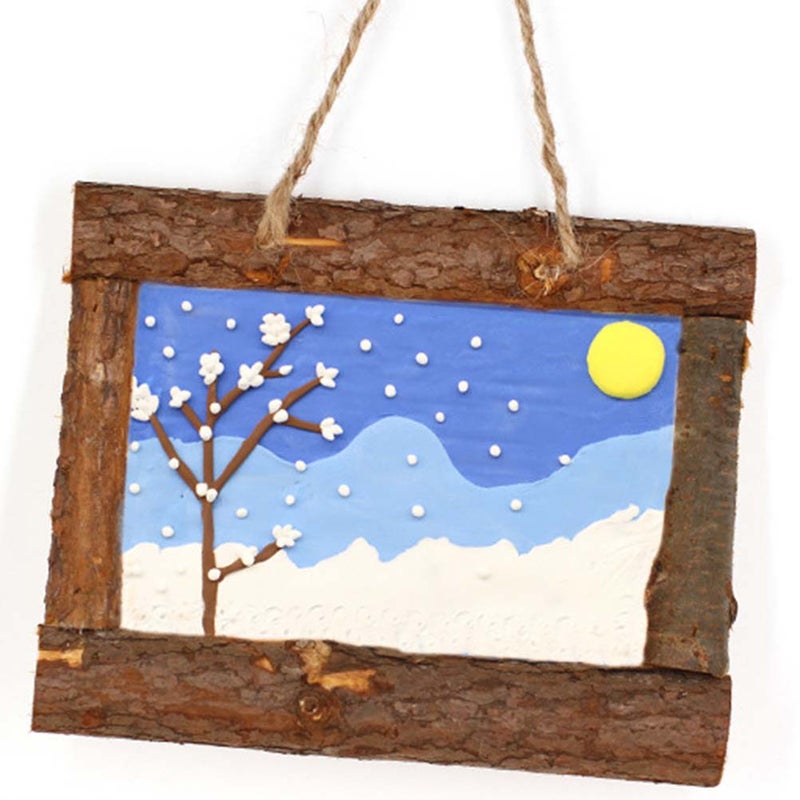 4 PCS DIY Bark Photo Frame Natural White Embryo Picture Frame Handmade DIY Picture Frame Snow Clay Picture Frame for Home Office Decor - Image 4