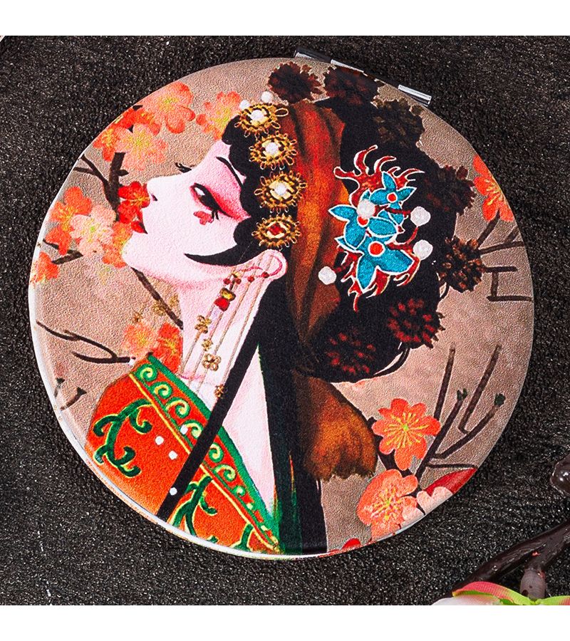 Peking Opera P08 Pattern Foldable Mini Makeup Mirror Portable High Definition Home Use - Image 1