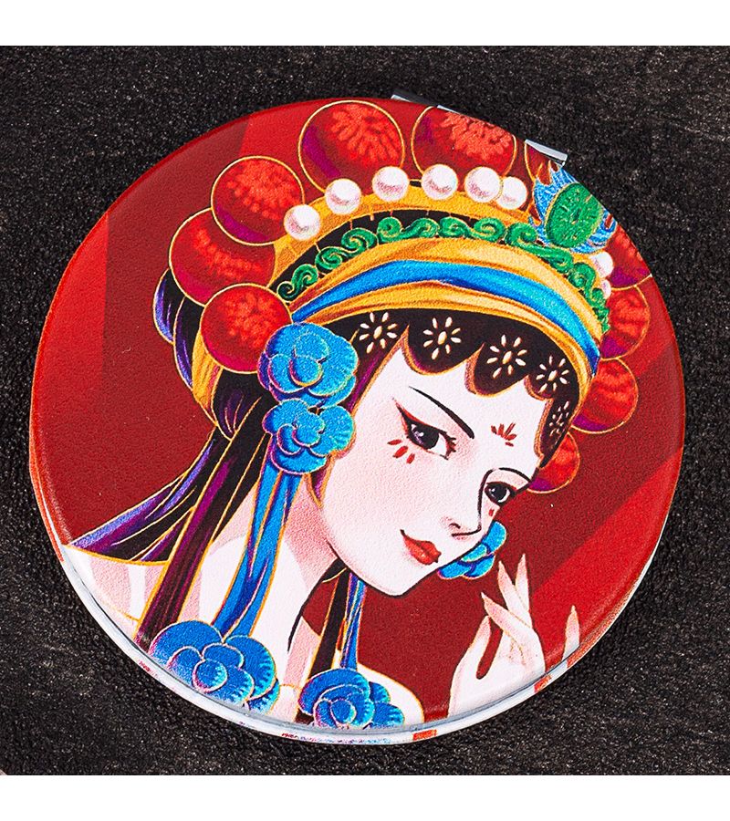 Peking Opera P08 Pattern Foldable Mini Makeup Mirror Portable High Definition Home Use - Image 5