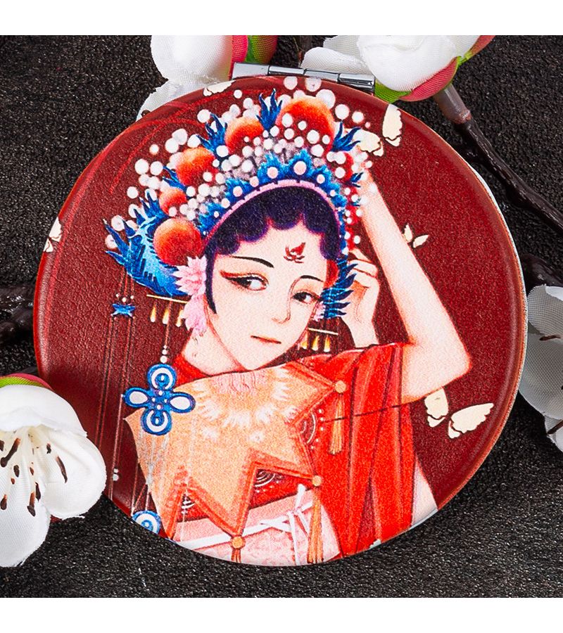 Peking Opera P08 Pattern Foldable Mini Makeup Mirror Portable High Definition Home Use - Image 3