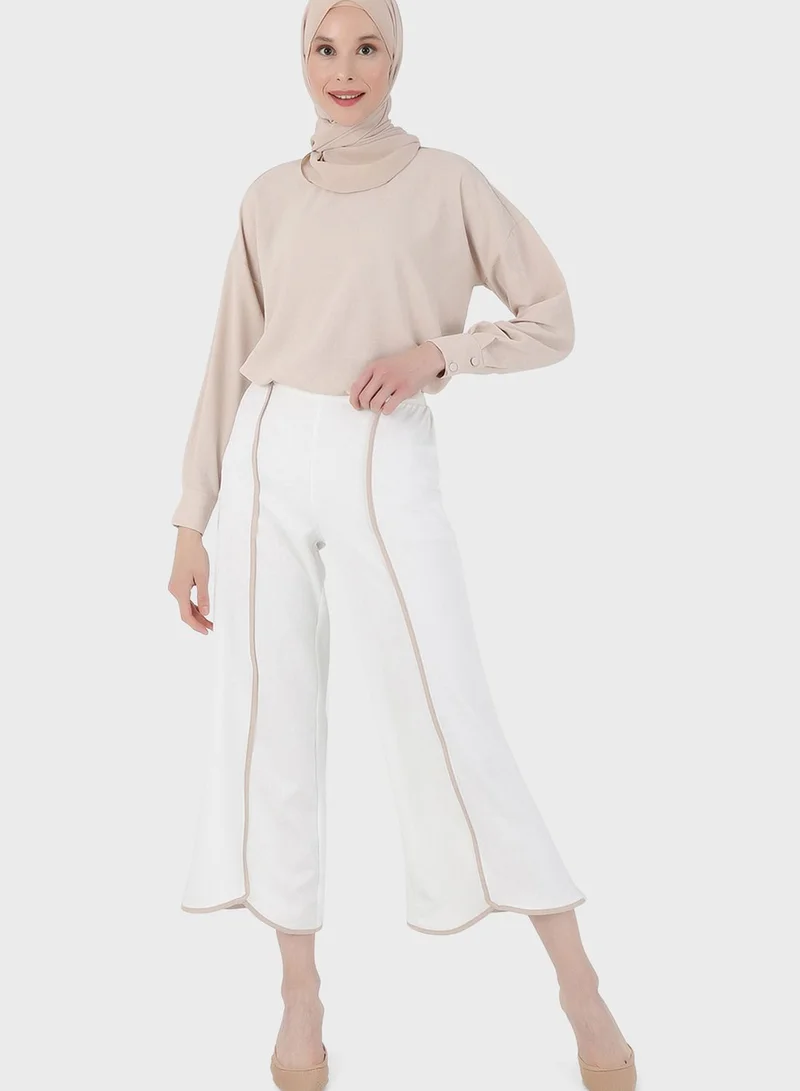Refka by modanisa Piping Detail Wide Leg Pants