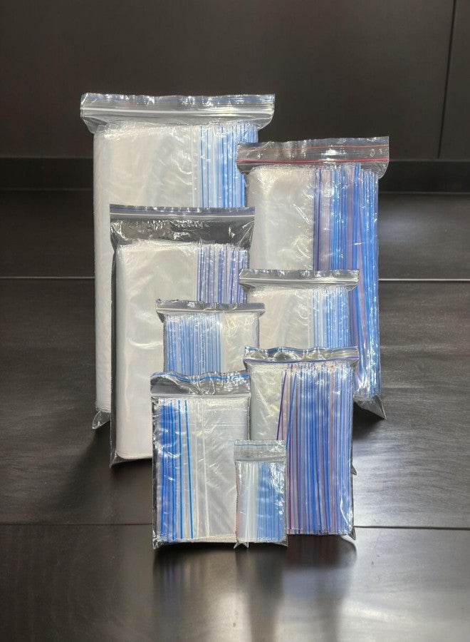REENA Clear Reusable Zip Lock Storage Bags, Multi-Purpose, Transparent 2x3 (5pc), 3x4 (5pc), 4x5 (5pc), 5x6 (5pc), 5x7 (5pc), 6x8 (5pc), 7x10 (5pc) & 12x16 (5pc) All in one combo - Image 1