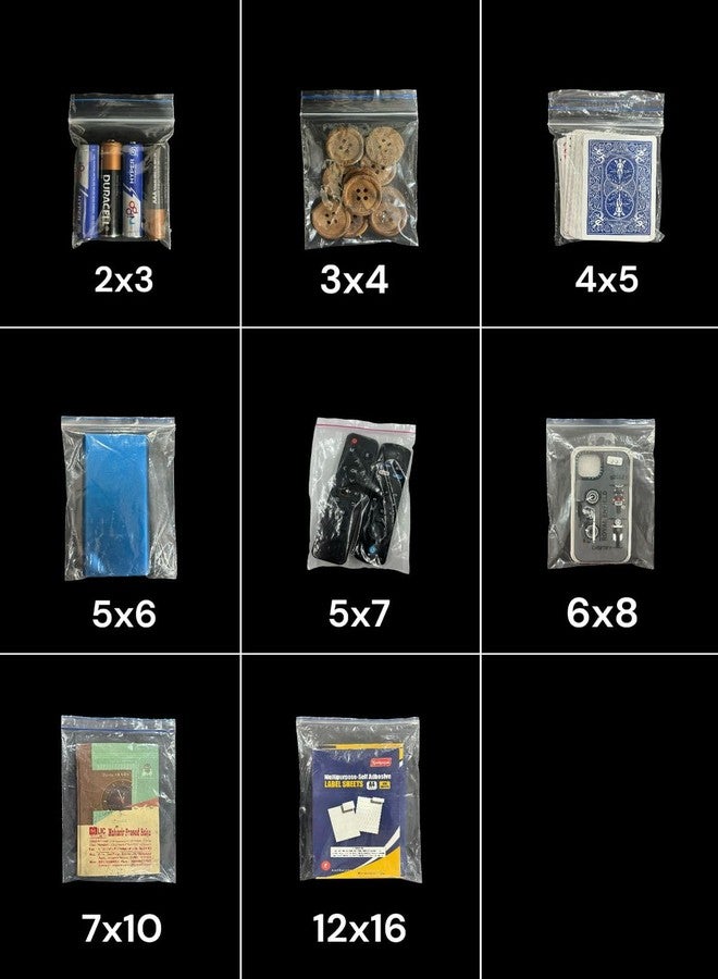 REENA Clear Reusable Zip Lock Storage Bags, Multi-Purpose, Transparent 2x3 (5pc), 3x4 (5pc), 4x5 (5pc), 5x6 (5pc), 5x7 (5pc), 6x8 (5pc), 7x10 (5pc) & 12x16 (5pc) All in one combo - Image 3