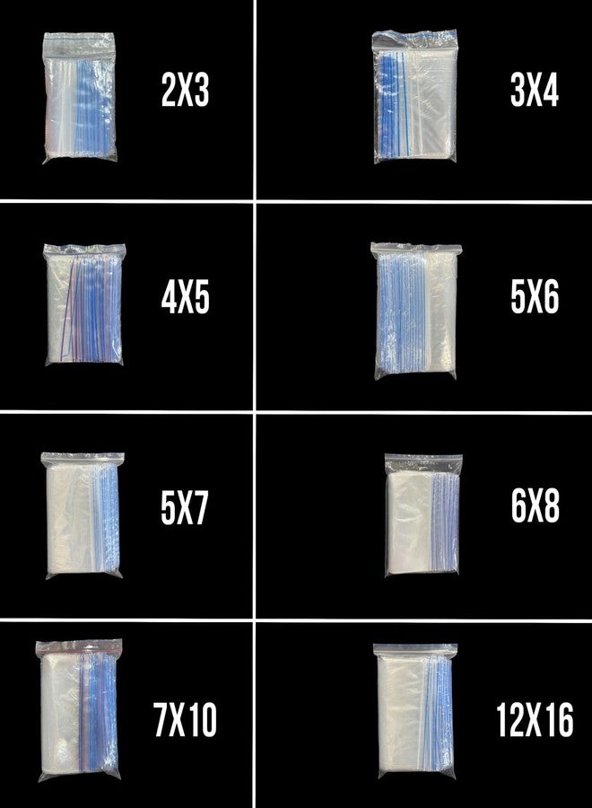 REENA Clear Reusable Zip Lock Storage Bags, Multi-Purpose, Transparent 2x3 (5pc), 3x4 (5pc), 4x5 (5pc), 5x6 (5pc), 5x7 (5pc), 6x8 (5pc), 7x10 (5pc) & 12x16 (5pc) All in one combo - Image 2