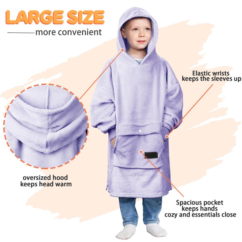 Catalonia Catalonia Blanket Hoodie Sweatshirt for Kids  Oversized Wearable Fleece Pullover with Large Front Pocket  Ages 4-12  Valentine's Day Gifts for Kids  - Image 3