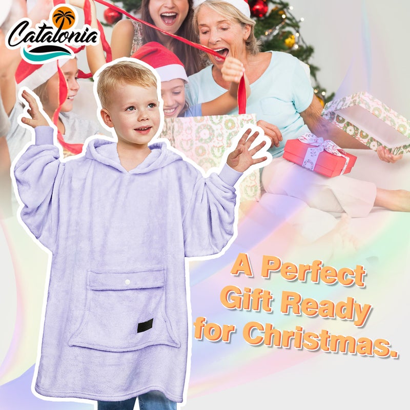 Catalonia Catalonia Blanket Hoodie Sweatshirt for Kids  Oversized Wearable Fleece Pullover with Large Front Pocket  Ages 4-12  Valentine's Day Gifts for Kids  - Image 5