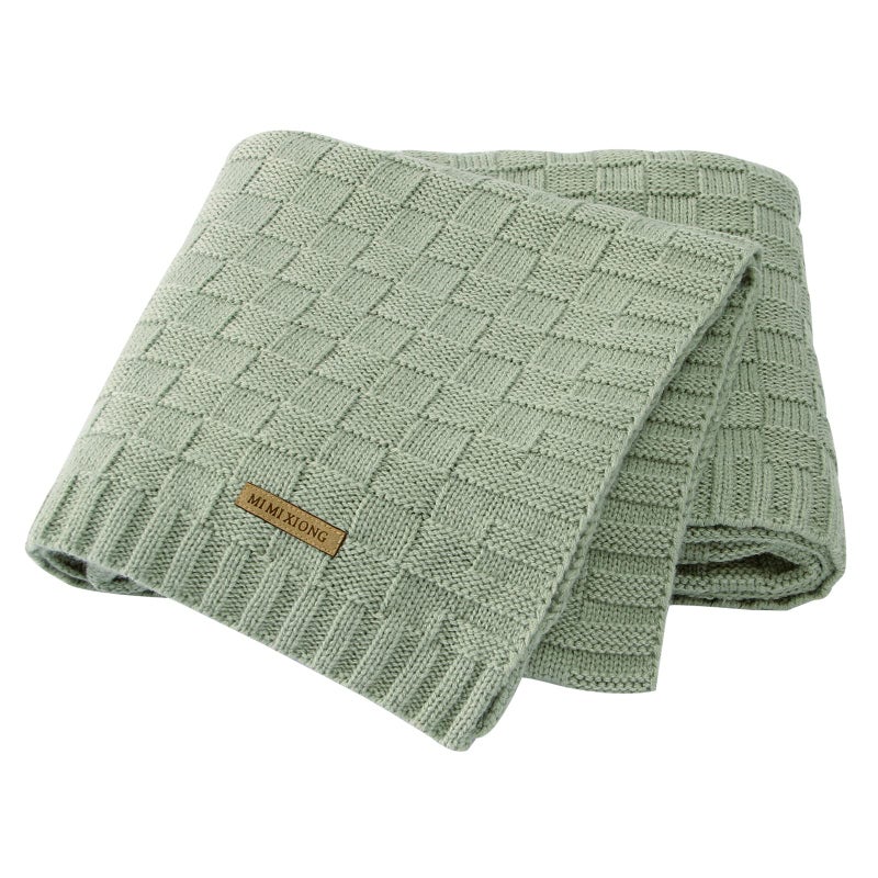 LAWKUL Baby Blankets for Boys Cable Knitted Baby Blanket Girl Soft Newborn Receiving Swaddle Stroller Crib Sage Green 40x30