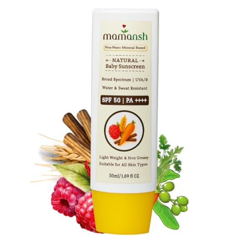 Mamansh Natural Baby Sunscreen, SPF 50 PA++++ | Mineral Based, Broad Spectrum | Baby & Kids Safe | No White Cast, Water Resistant, 50ml - Image 1