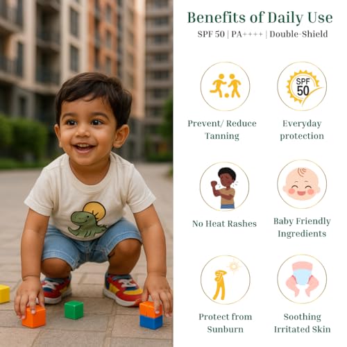 Mamansh Natural Baby Sunscreen, SPF 50 PA++++ | Mineral Based, Broad Spectrum | Baby & Kids Safe | No White Cast, Water Resistant, 50ml - Image 2