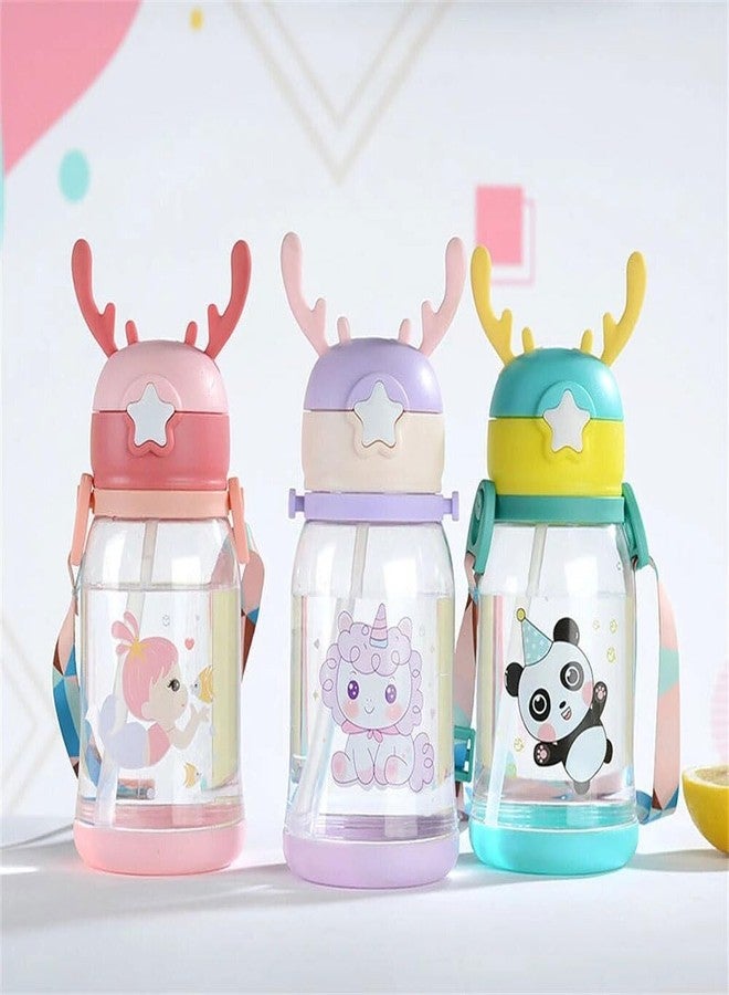 NEEL® Designer Water Bottle for Kids for School, Hanging Water Bottle, Bottle for Kids, Bottle with Straw Cute Hanging Bottle Birthday gift for Kids 1pcs Fancy Water Bottle Tumbler for Kids (Style 14) - Image 3