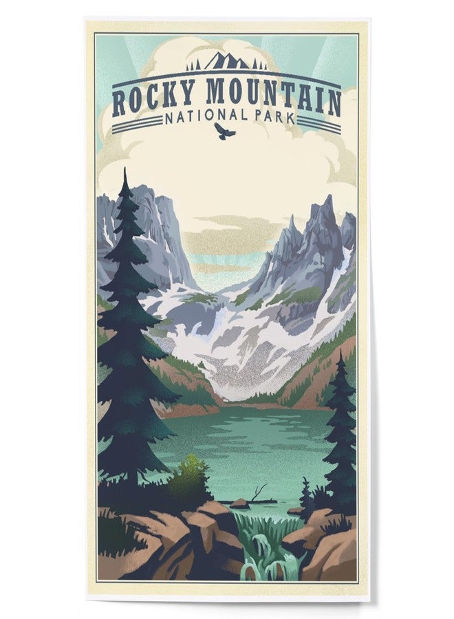 Lantern Press 12x18 Inch Art Print Wall Decor, Rocky Mountain National Park, Colorado, Lake, Lithograph - Image 1