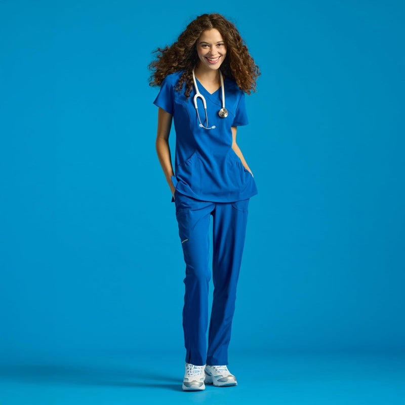 BARCO Charge Classic Fit Scrub Top for Women â€“ Navy, 3-Pocket Classic V-Neck Shirt w/ 4-Way Stretch â€“ Moisture Wicking, Quick-Shed, Anti-Static â€“ XL, Regular Fit - Image 3