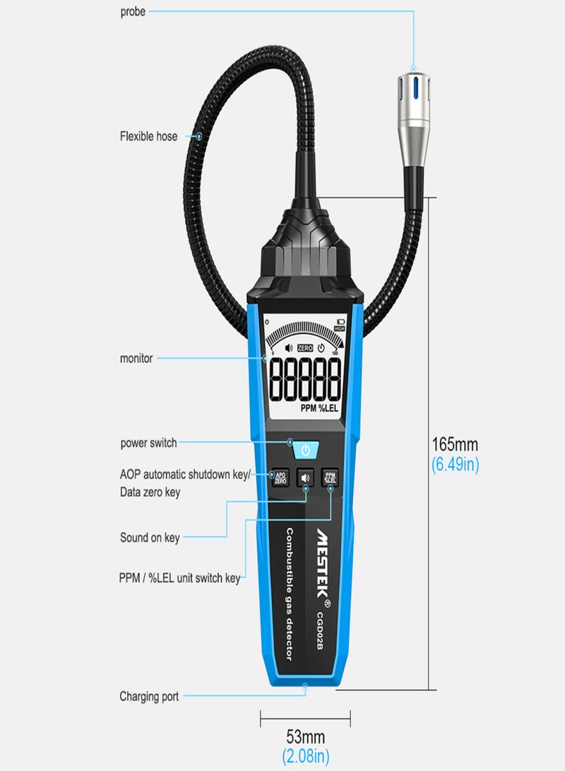 MESTEK Handheld Combustible Gases Leak Detector Natural Gases Leakage Analyzer Tester Portable Gases Leak Location Determine Meter with Sound and Light Alarm - Image 4