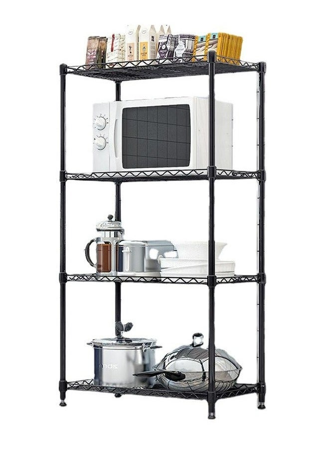 رولستيمي 4-طبقة الحديد سلك تخزين الرف رف معدني المطبخ الحمام تخزين الرف ، أسود - Image 1