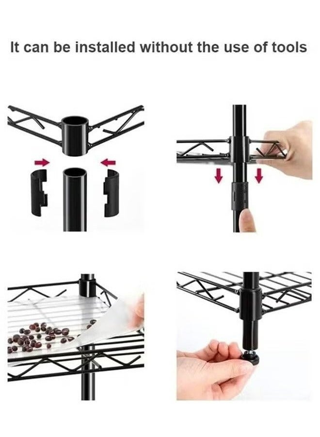 رولستيمي 4-طبقة الحديد سلك تخزين الرف رف معدني المطبخ الحمام تخزين الرف ، أسود - Image 3