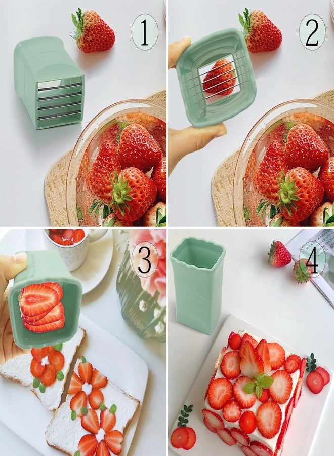 quskay 2-Pack Strawberry Slicer Cup Cutter: Fruit Cup Cutter Slicer Cup Chopper for Strawberries Egg Banana Slicer Quickly Making Fruit Vegetable Salad Strawberry Cutter Mini Slicer Kitchen Gadget - Image 5
